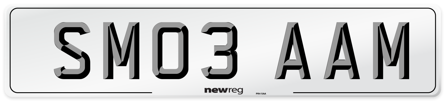 SM03 AAM Number Plate from New Reg